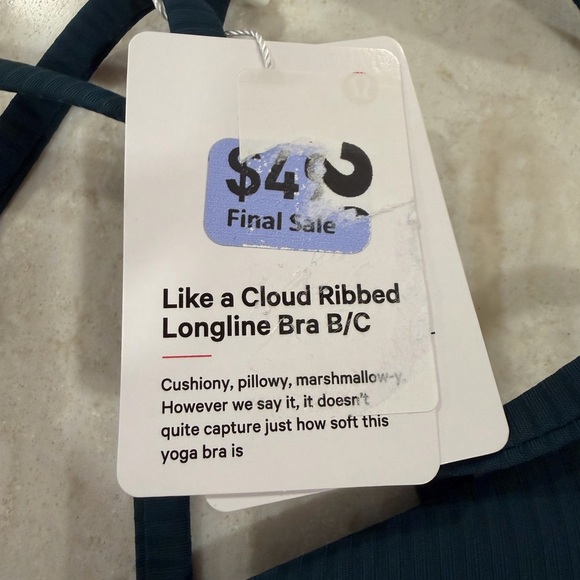 Lululemon Like a Cloud Ribbed Longline Bra size‎ 4 B/C Cup NWT Indochine Blue - Picture 3 of 3
